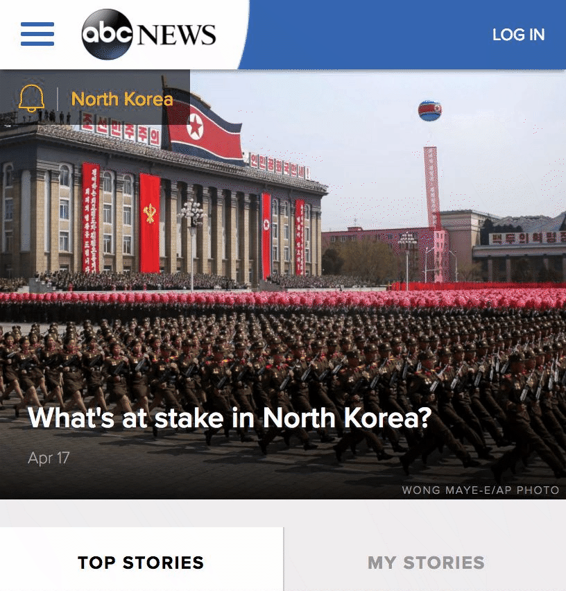 Focus moves behind open menu on ABC News site