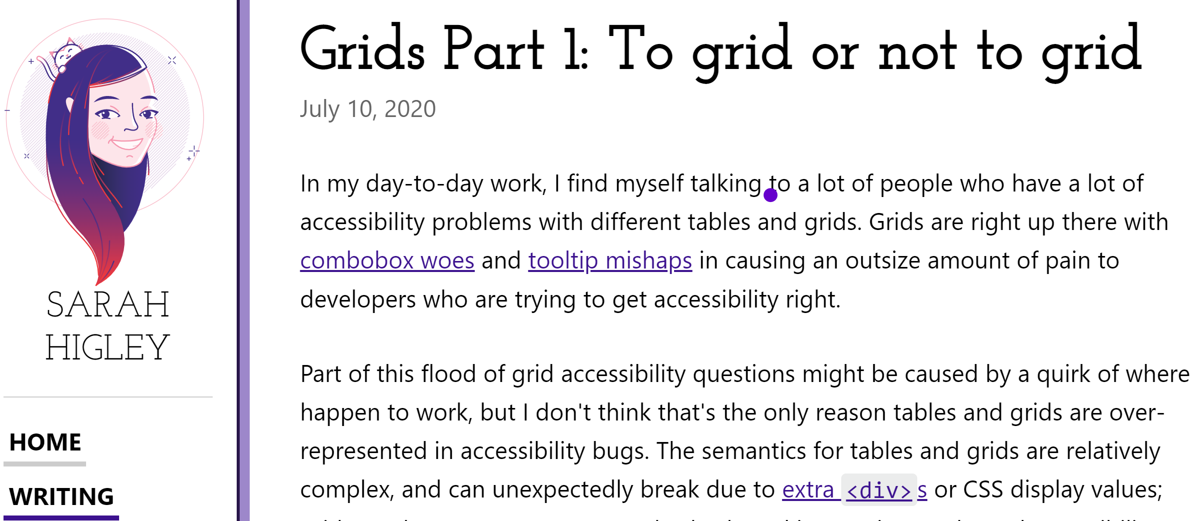 screenshot of my blog, showing a post titled to Grid or not to Grid