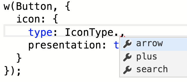 screen capture of code hinting for IconType